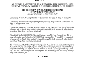 Nghị quyết 14/2013/NQ-HĐND mức phụ cấp cán bộ không chuyên trách xã Hồ Chí Minh