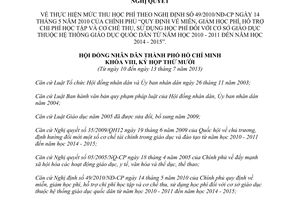 Nghị quyết 12/2013/NQ-HĐND mức thu học phí thành phố Hồ Chí Minh