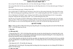 Nghị quyết 53/2013/NQ-HĐND Phát triển thương mại nông thôn Hà Tĩnh