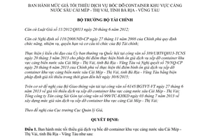Quyết định 1661/QĐ-BTC năm 2013 mức giá tối thiểu dịch vụ bốc dỡ Cái Mép Bà Rịa