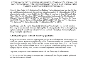 Thông báo 449/TB-BGTVT năm 2013 kết luận họp Ban Chỉ đạo cải cách hành chính kiểm điểm