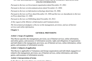 Decree No. 72/2013/NĐ-CP internet services and online information