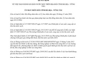 Quyết định 28/2013/QĐ-UBND giá bán nước máy Bà Rịa Vũng Tàu