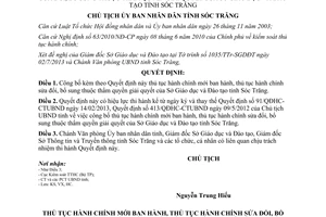 Quyết định 660/QĐHC-CTUBND thủ tục hành chính thuộc thẩm quyền sở giáo dục đào tạo Sóc Trăng 2013