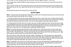 Quyết định1496/QĐ-UBND năm 2013 Bộ thủ tục hành chính chung áp dụng tại An Giang