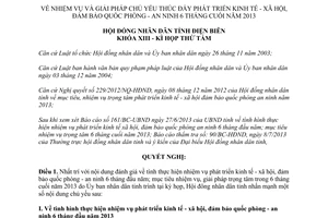 Nghị quyết 305/2013/NQ-HĐND nhiệm vụ phát triển kinh tế xã hội đảm bảo quốc phòng 6 tháng cuối 2013 Điện Biên