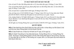 Quyết định 03/2013/QĐ-UBND tổ chức hoạt động đội quản lý trật tự đô thị Nhà Bè