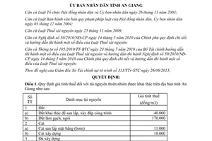Quyết định 23/2013/QĐ-UBND giá tính thuế tài nguyên thiên nhiên An Giang