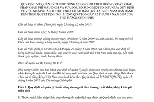 Quyết định 42/2013/QĐ-TTg quản lý thuốc xuất khẩu nhập khẩu phi mậu dịch