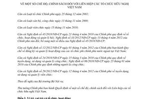 Quyết định 41/2013/QĐ-TTg chế độ chính sách Liên hiệp các tổ chức hữu nghị Việt Nam