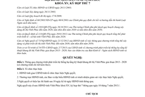 Nghị quyết 91/NQ-HĐND năm 2013 phát triển hệ thống hạ tầng kỹ thuật khung đô thị Vĩnh Phúc