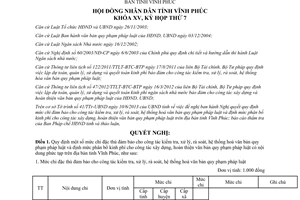 Nghị quyết 96/2013/NQ-HĐND mức chi đặc thù kiểm tra xử lý văn bản pháp luật Vĩnh Phúc