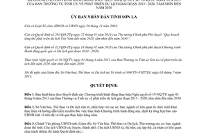 Quyết định 1489/QĐ-UBND năm 2013  phát triển du lịch 2013 2020 Sơn La