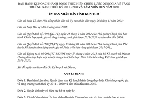 Quyết định 514/QĐ-UBND năm 2013 Chiến lược quốc gia tăng trưởng xanh 2011 - 2020 tầm nhìn 2050 Kon Tum