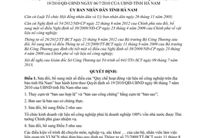 Quyết định 34/2013/QĐ-UBND sửa đổi Quy chế hoạt động vật liệu nổ công nghiệp Hà Nam
