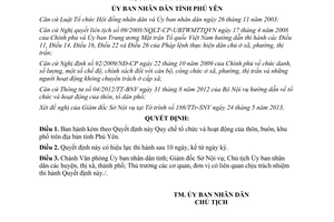 Quyết định 20/2013/QĐ-UBND tổ chức hoạt động thôn buôn khu phố Phú Yên