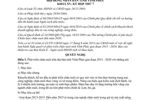 Nghị quyết 88/2013/NQ-HĐND phát triển chăn nuôi trên địa bàn tỉnh Vĩnh Phúc