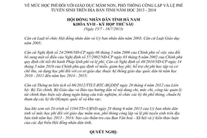 Nghị quyết 07/2013/NQ-HĐND mức học phí giáo dục Hà Nam 2013 2014