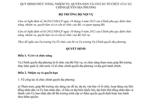 Quyết định 826/QĐ-BNV năm 2013 chức năng tổ chức Vụ Chính quyền địa phương