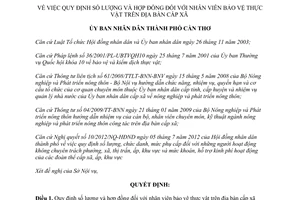 Quyết định 14/2013/QĐ-UBND số lượng và hợp đồng nhân viên bảo vệ thực vật Cần Thơ