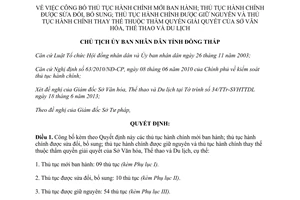 Quyết định 684/QĐ-UBND-HC năm 2013 thủ tục hành chính Sở Văn hóa Thể thao Du lịch Đồng Tháp