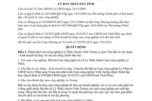 Quyết định 1828/QĐ-UBND 2013 thành lập Cụm công nghiệp Lý Nhân giao chủ đầu tư Vĩnh Phúc