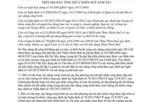 Hướng dẫn 739/SXD-QLXD 2013 áp dụng bảng giá ca máy thiết bị thi công Thừa Thiên Huế