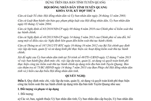 Nghị quyết 09/2013/NQ-HĐND kinh phí thực hiện công tác kiểm soát thủ tục hành chính Tuyên Quang