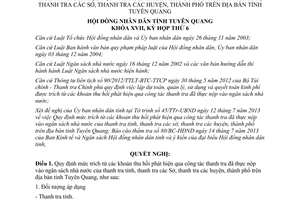 Nghị quyết 10/2013/NQ-HĐND mức trích từ khoản thu hồi phát hiện qua công tác thanh tra Tuyên Quang
