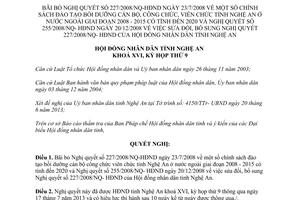 Nghị quyết 86/2013/NQ-HĐND bãi bỏ đào tạo bồi dưỡng cán bộ Nghệ An nước ngoài 2008 2015