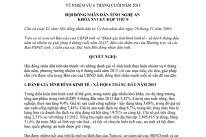 Nghị quyết 94/2013/NQ-HĐND nhiệm vụ 6 tháng cuối năm 2013 Nghệ An