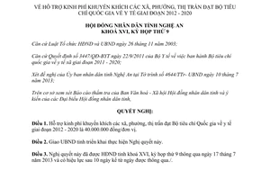 Nghị quyết 91/2013/NQ-HĐND hỗ trợ kinh phí khuyến khích đạt Bộ tiêu chí Quốc gia y tế 2012 2020 Nghệ An