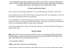 Quyết định 1755/QĐ-UBND 2013 sửa đổi Điều lệ tổ chức hoạt động Quỹ Đầu tư Phát triển Bình Dương
