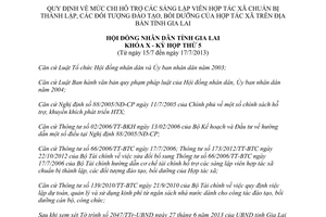 Nghị quyết 74/2013/NQ-HĐND mức chi hỗ trợ sáng lập viên hợp tác xã Gia Lai