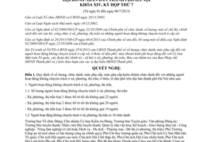 Nghị quyết 08/2013/NQ-HĐND số lượng phụ cấp người hoạt động không chuyên trách Hà Nội