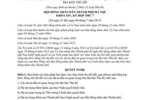 Nghị quyết 09/2013/NQ-HĐND bảo đảm thu hồi đất giải phóng mặt bằng Hà Nội