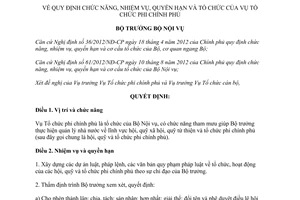 Quyết định 831/QĐ-BNV năm 2013 chức năng tổ chức Vụ Tổ chức phi chính phủ
