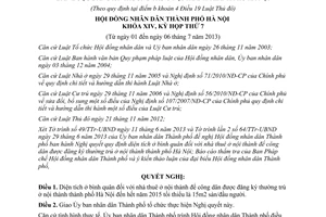 Nghị quyết 11/2013/NQ-HĐND diện tích ở bình quân đăng ký thường trú Hà Nội