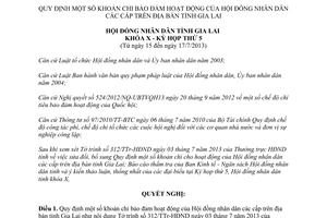 Nghị quyết 79/2013/NQ-HĐND khoản chi bảo đảm hoạt động Hội đồng nhân dân Gia Lai