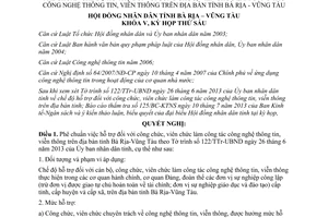 Nghị quyết 09/2013/NQ-HĐND hỗ trợ công viên chức làm công tác công nghệ thông tin Bà Rịa