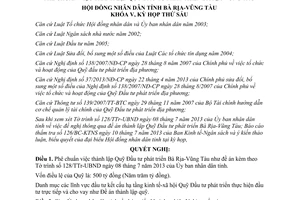 Nghị quyết 07/2013/NQ-HĐND phê chuẩn việc thành lập Quỹ Đầu tư phát triển Bà Rịa Vũng Tàu