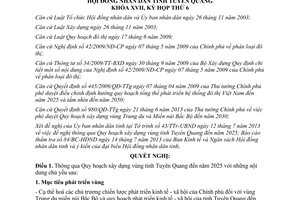 Nghị quyết 13/NQ-HĐND năm 2013 Quy hoạch xây dựng vùng tỉnh Tuyên Quang đến 2025