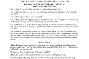 Nghị quyết 05/2013/NQ-HĐND chi bảo đảm công tác cải cách hành chính nhà nước Bà Rịa