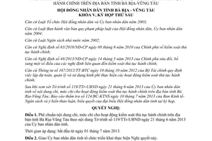 Nghị quyết 06/2013/NQ-HĐND chi cho hoạt động kiểm soát thủ tục hành chính Bà Rịa-Vũng Tàu