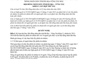 Nghị quyết 12/2013/NQ-HĐND lấy phiếu tín nhiệm người giữ chức vụ Hội đồng nhân dân Bà Rịa Vũng Tàu