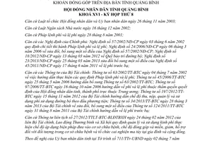 Nghị quyết 63/2013/NQ-HĐND phí lệ phí các khoản đóng góp Quảng Bình