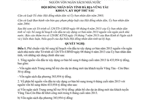 Nghị quyết 03/2013/NQ-HĐND bổ sung kế hoạch vốn đầu tư xây dựng cơ bản 2013 Bà Rịa