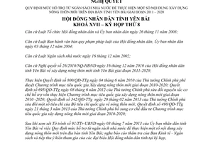 Nghị quyết 12/2013/NQ-HĐND hỗ trợ từ ngân sách xây dựng nông thôn mới Yên Bái