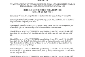 Nghị quyết 06/2013/NQ-HĐND xây dựng nếp sống văn minh đô thị nông thôn Thừa Thiên Huế