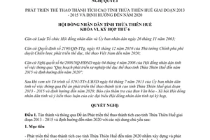 Nghị quyết 07/2013/NQ-HĐND phát triển thể thao thành tích cao Thừa Thiên Huế 2013 2015